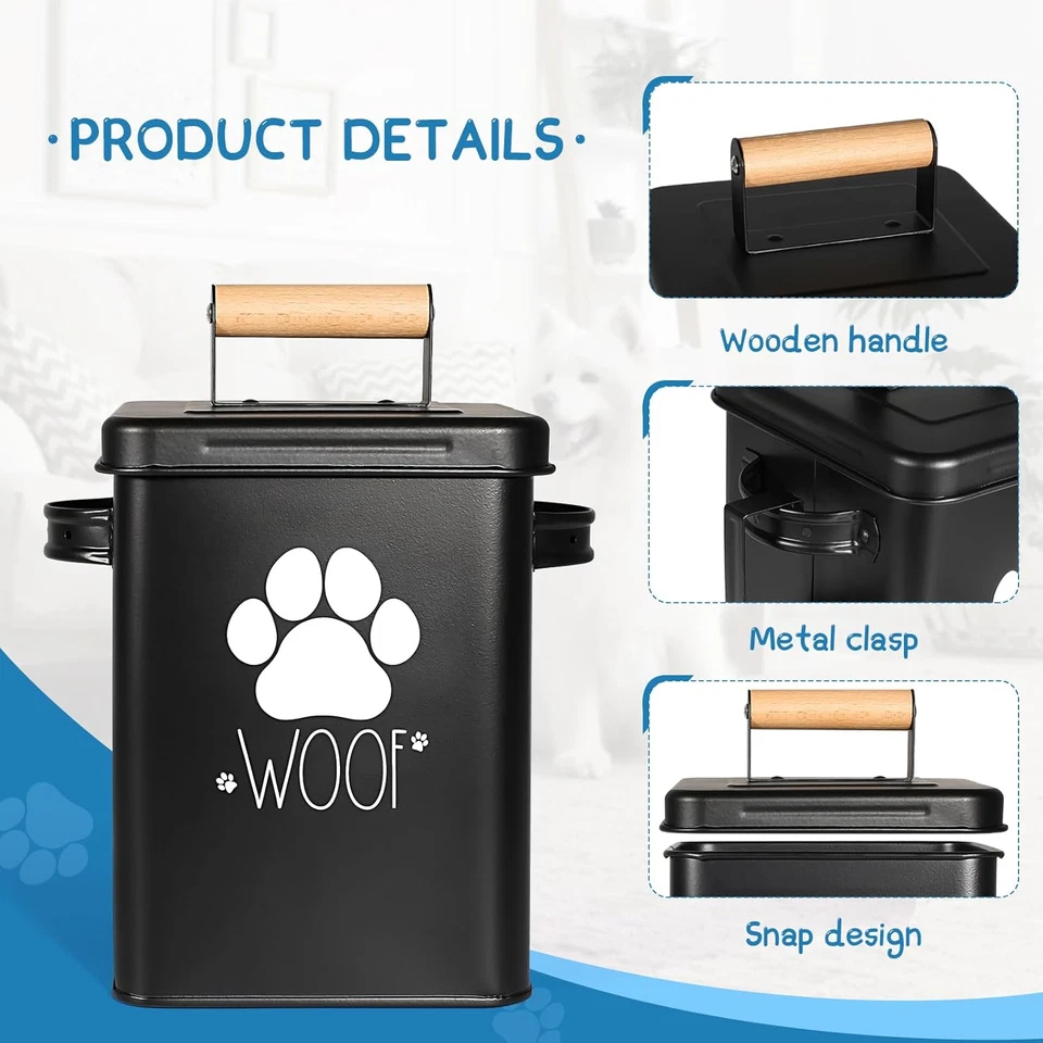 Contenedor de almacenamiento de alimentos para perros, juego de 2 contenedores de alimentos para perros con tapas metálicas, árbol para perros Foto 3 de 4