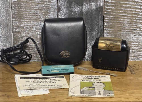 VTG 1950s Sunbeam Shavemaster Golden Glide G Electric Shaver W/ Case Complete