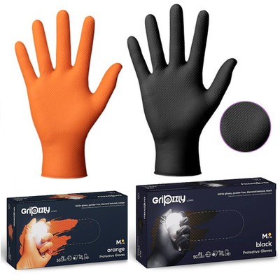 Einweg Nitril-Handschuhe Werkstatt  Einweghandschuhe Schwarz oder Orange M-XXL