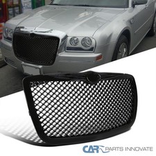 Fits 2005-2010 Chrysler 300 300c Poilshed Black Front Mesh Hood Grill Grille