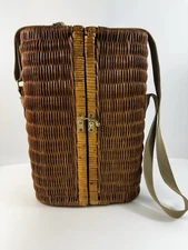 Wine Wicker Tote Basket (Picnic Time) with 2 Glasses, Opener, and Napkins 