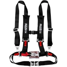 4 Point Safety Harness Set with Ultra Comfort Heavy Duty Shoulder Pads,Black
