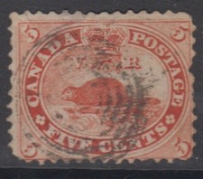Canada Scott #15   5 cent Beaver vermillion  