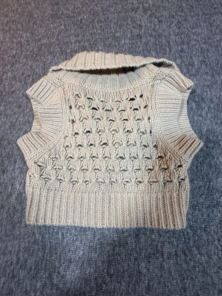 Cárdigan Limited Too Kids Niñas Tostado Sin Mangas Recortado Mezcla Ramie Talla 6 X18 Foto 3 de 3