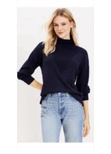 Loft Ribbed Yoke Cozy Mock Neck Sweater Size Small