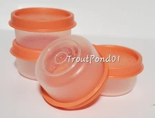 Tupperware Smidgets Tiny Treasure Clear Mini Bowls Set 4 Cosy Rosy Peach Lids