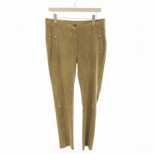Loro Piana Leather Pants Tapered Suede Lambskin Beige Size 46 Used