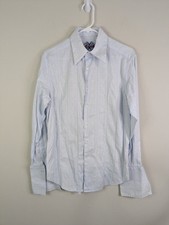 Robert Graham Shirt Men's Medium Blue French Cuff Button Up Long Sleeve Floral