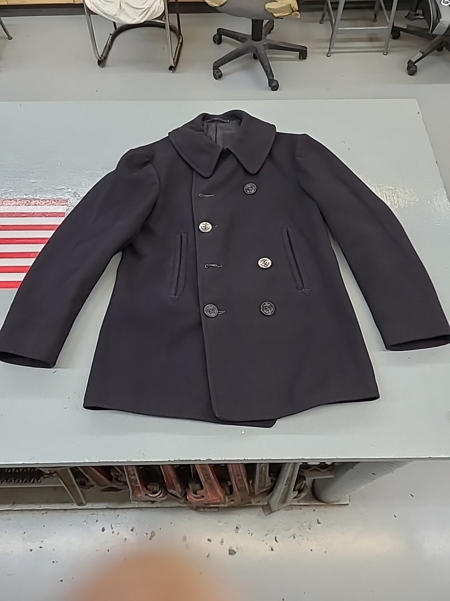 Vintage PEACOAT 1940s WW2 U.S. NAVY WOOL 10 BUTTON 31