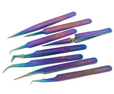 Stainless Steel Multi-Color Tweezers for Eyebrow, Lash, Salon Beauty Tools