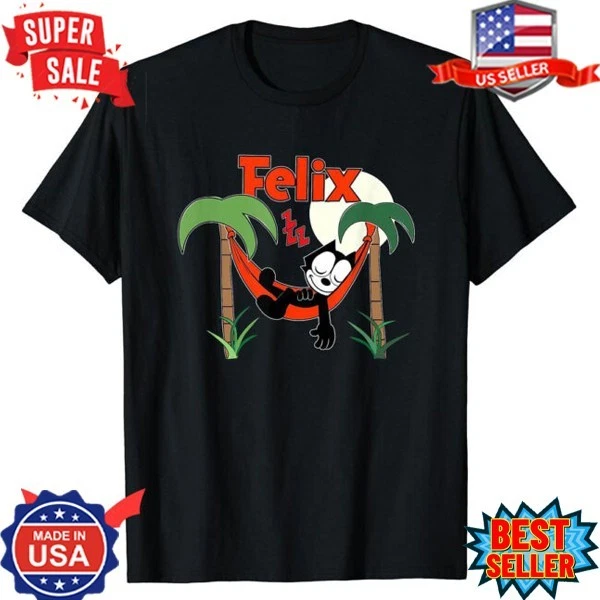 Felix The Cat T-Shirt Naps In Hammock Vintage Cartoon Graphic T-Shirt S-5XL