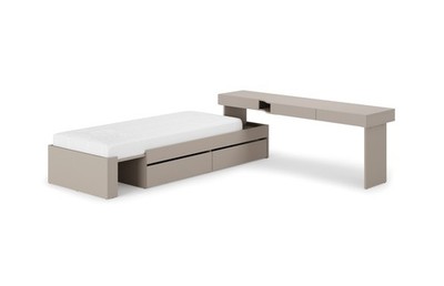 Jugendzimmer Set WOOW SET-03P Bett mit Schubladen + Schreibtisch Grau