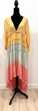 Women Fashion Deep V Long-Sleeved Gradient Printing Dress Long Party Gown