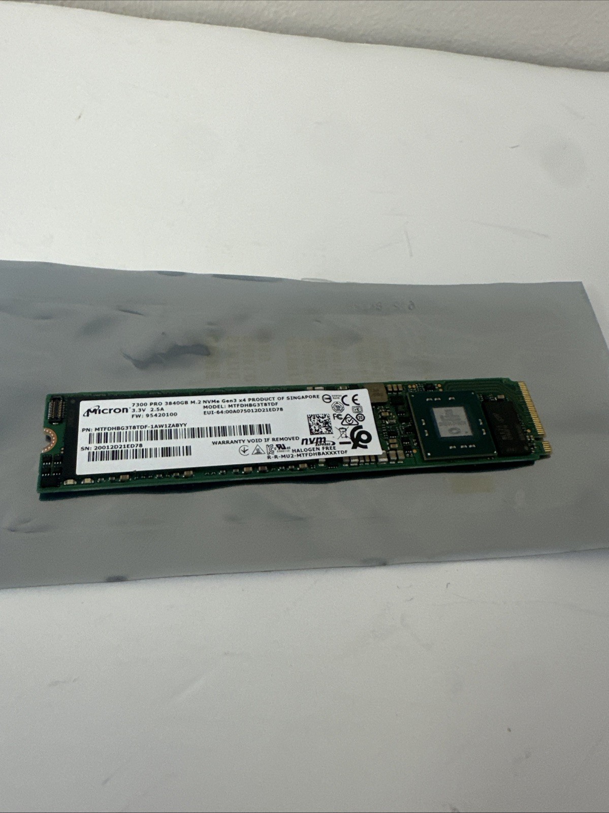 Micron 7300 Pro 3840GB M.2 NVMe Gen 3.0 x4 SSD MTFDHBG3T8TDF. Available Now for $299.99