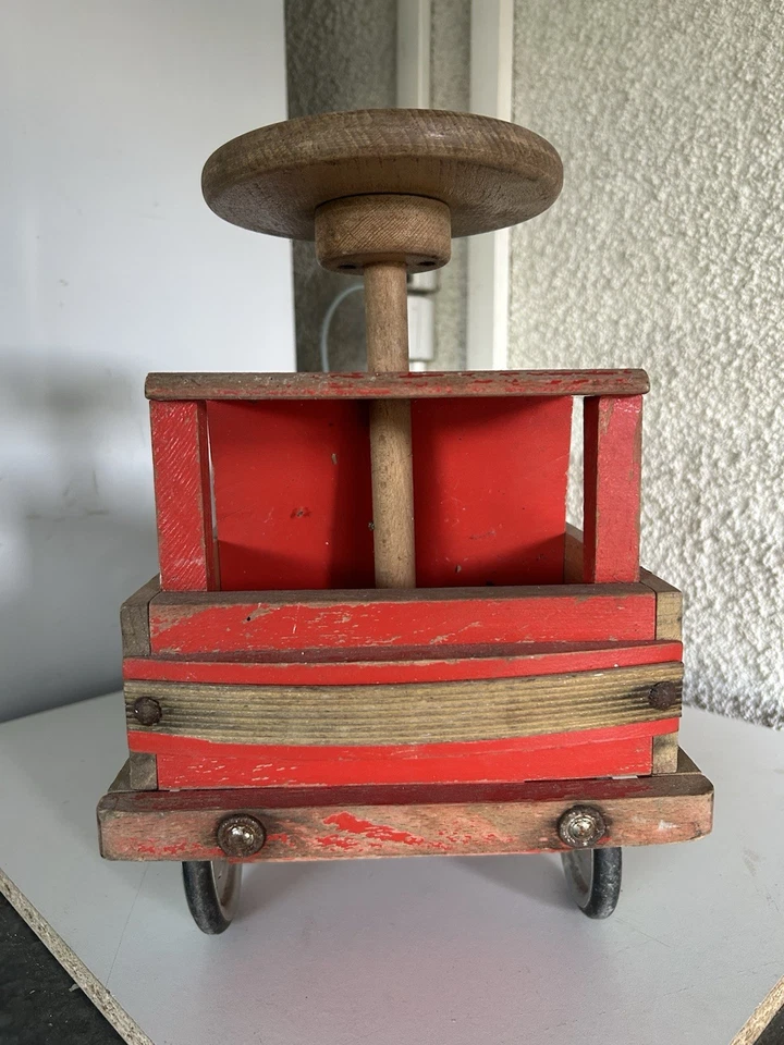 Jouet Ancien Trotteur Porteur En Bois - Photo 2/4