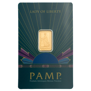 Lingotto oro PAMP 2 5 grammi 9999 Lady of Liberty in blister