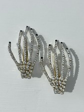 Lux Skeleton Rhinestone Hair Clips With Black Fingernails.