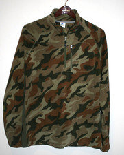 Mens Starter Green Camouflage Camo Fleece Pullover 1/4 Zip Long Sleeve XL 46/48