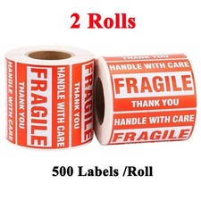 2 Roll 2 x3 Fragile Stickers Handle With Care Warning Fragile Labels 500/Roll