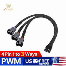 PWM Fan Splitter Cable Hub PC Case 4 Pin 1 to 3 Way Power Adapter Extension