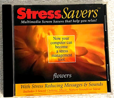 Vintage 1998 StressSavers Flowers Multimedia Screen Saver PC CD-ROM Retro - L/N