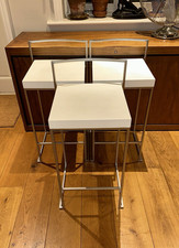 Authentic Set of 3 Lapalma Cubo S62 Bar Stools – White/Silver – Made in Italy