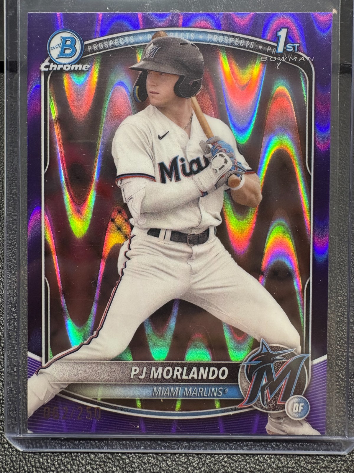 2025 Bowman PJ Morlando Chrome Purple Raywave Refractor 1st #62/250