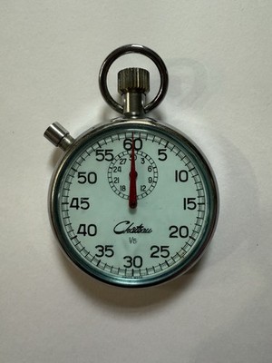 Chateau Wind-Up Steel Stopwatch 1/5 Swiss Made- Working!