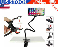 Universal Lazy Mobile Phone Gooseneck Stand Holder Flexible Bed Desk Table Clip.