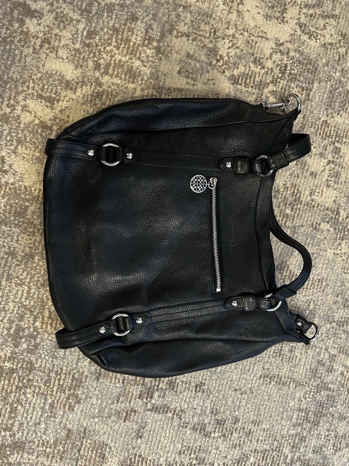Coach Alexandra Large Convertible Tote Black Pebble Leather Shoulder Bag
