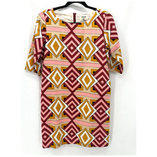 Samuji Shift Dress Retro Geometric Print FR 36 US 4 Midi Mod Indie Boho Resort