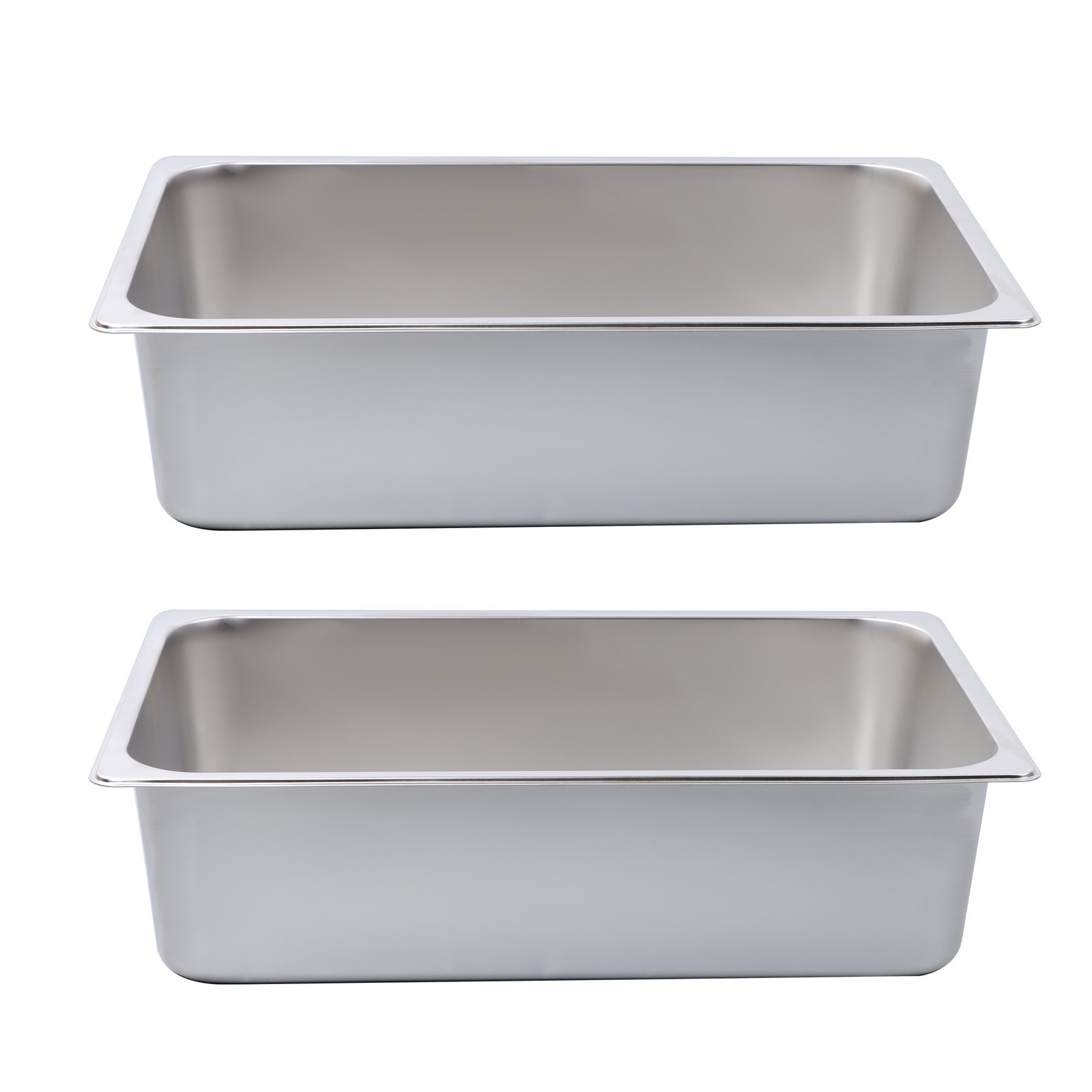 2Pcs 6" Deep Full Size Hotel Pans Stainless Steel Food Trays for Buffet Service