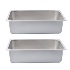 2Pcs 6" Deep Full Size Hotel Pans Stainless Steel Food Trays for Buffet Service
