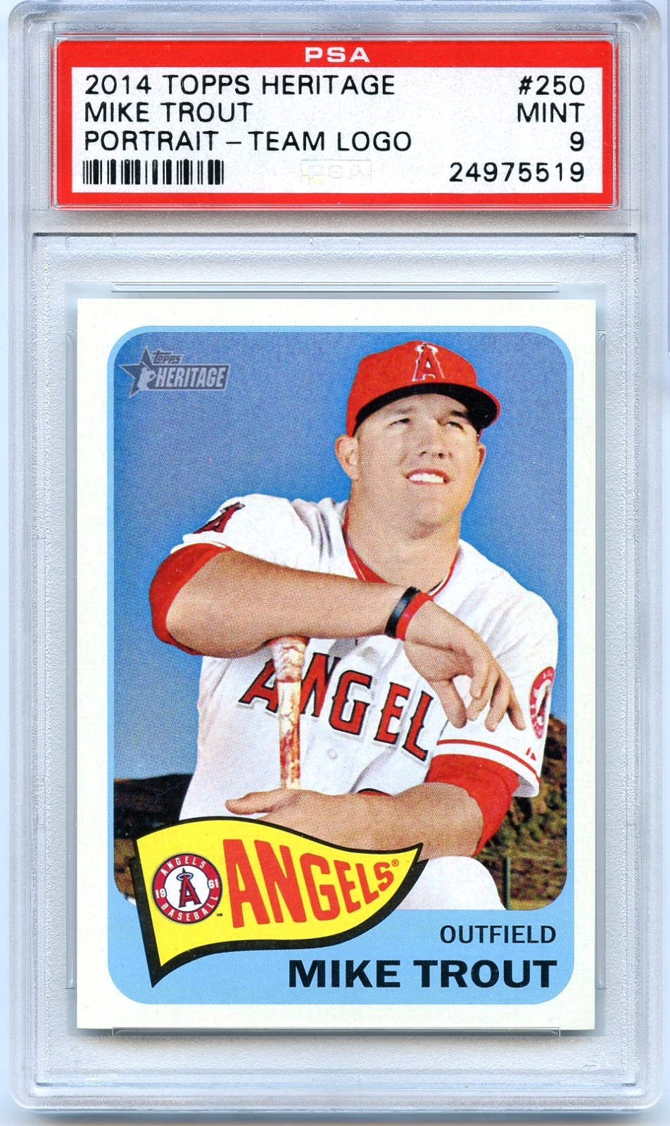 2014 Topps Heritage MIKE TROUT Team Logo Swap Variation SSP #250 PSA 9 Angels