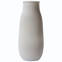 Glasvase Vase Dekovase Blumenvase Tischvase Dunkelbeige 25 Cm Geriffelt Modern