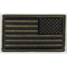 Reverse American Flag Patch - Subdued Olive Drab OD Green - Sew-On Patch