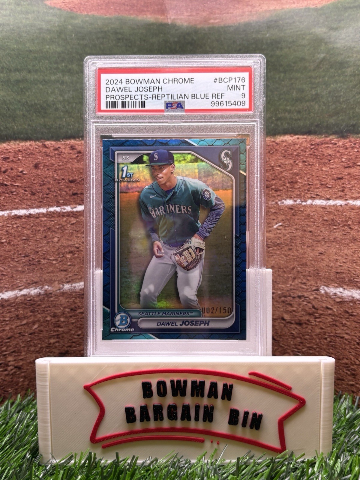 2024 Bowman Chrome Dawel Joseph Reptilian Blue Refractor 1st #002/150 PSA 9 MINT