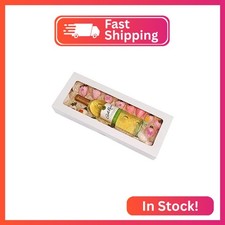 RIFMEAE 20-Pack 16" x 6.5" x 2.5" Cookie Boxes with Window, White Bakery Boxes,