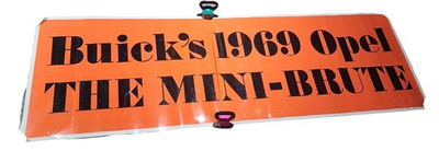 #ad 1969 Opel Buick Mini Brute Car Dealership Banner Rare Automotive Memorabilia $255.00