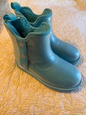 NWOT Girls Youth Size 2 Wonder Nation Faux-Fur Rubber Boots Bright Blue Stars