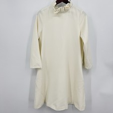 Tuckernuck Ivory Daphne Dress size L Large Ruffle Collar Bow Swing Mini Cocktail