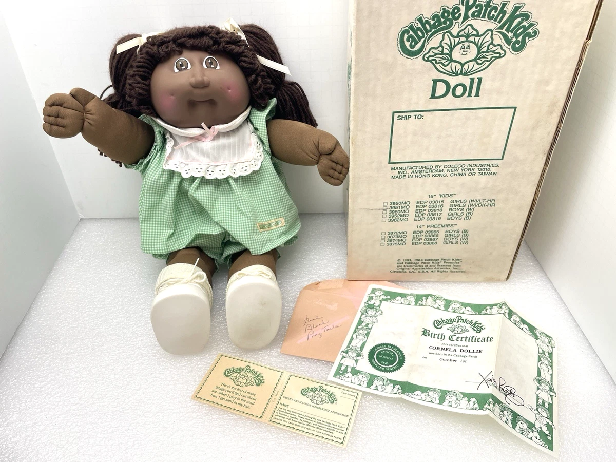 Poupée Cabbage Patch Kids Vintage 1983 – 43 Cm – Noire Américaine – Dans Sa Boîte D'origine