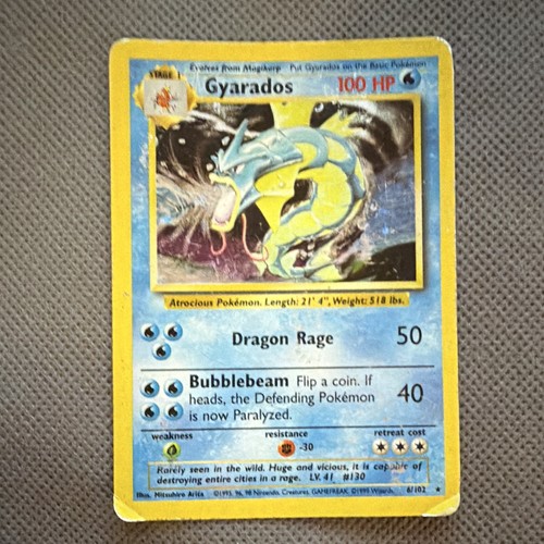 Gyarados 6/102 Base Set Holo Rare Unlimited English Pokemon TCG 1999 100 HP