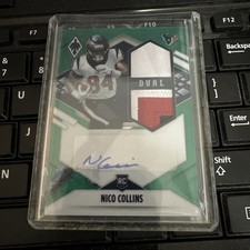 NICO COLLINS 2021 Panini Phoenix Green Dual Rookie RC Patch Autograph Auto /25