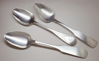 COIN SILVER Lot of 3 Serving Spoons late 1700s 1800s 4.25 Oz. Not Scrap