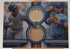 2024 Topps Tribute Dual Relic George Brett, Bobby Witt Jr., Color Match #008/150