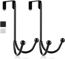 2Packs over the Door Double Hanger Hooks, Metal Twin Hooks Organizer for Hanging