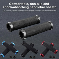 Lock-On Bicycle Handlebar Grips Non-Slip Rubber Double Aluminum Alloy Lock - NEW