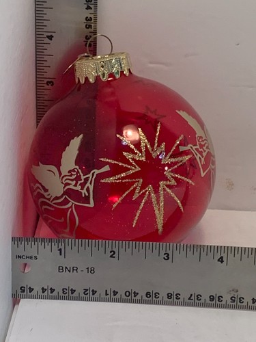 Bronner's CHRISTmas Wonderland Ornament, klares rötliches Glas mit goldenen Engeln - Bild 6 von 6