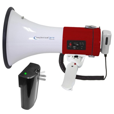 Technical Pro Portable 75-Watt Megaphone Bullhorn Speaker w/Detachable Microp...
